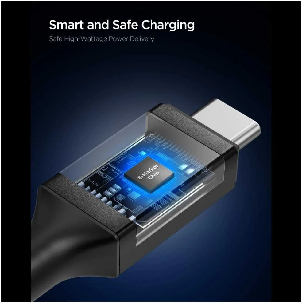 Spigen Essential USB C to USB C 100W Fabric Cable, juodas EB10015CC