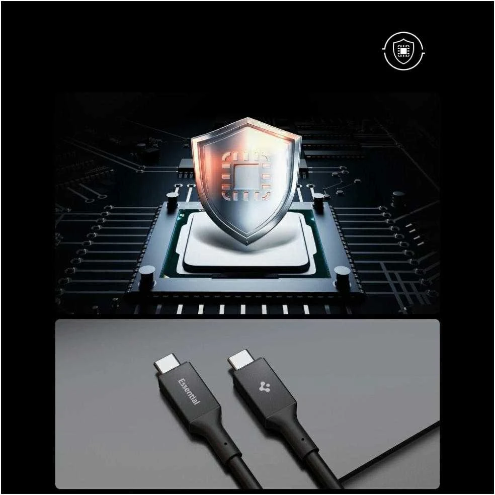 Spigen Essential USB C į USB C 100W laidas, juodas EB10020CC