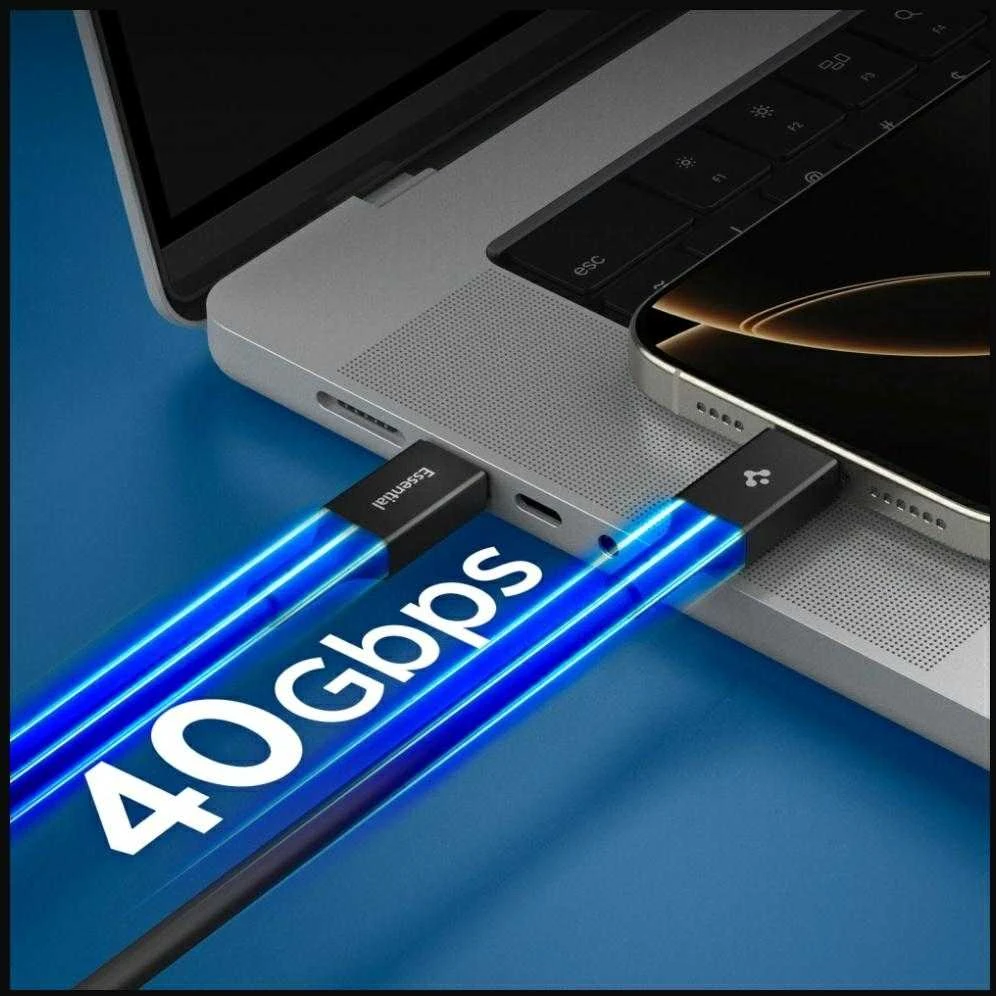 Spigen Essential USB C į USB C 240W laidas, juodas EB24012CC