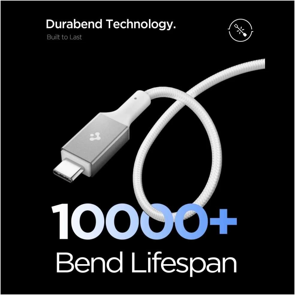 „Spigen Essential USB C“ – USB C 240 W audinio kabelis, baltas EB24015CC