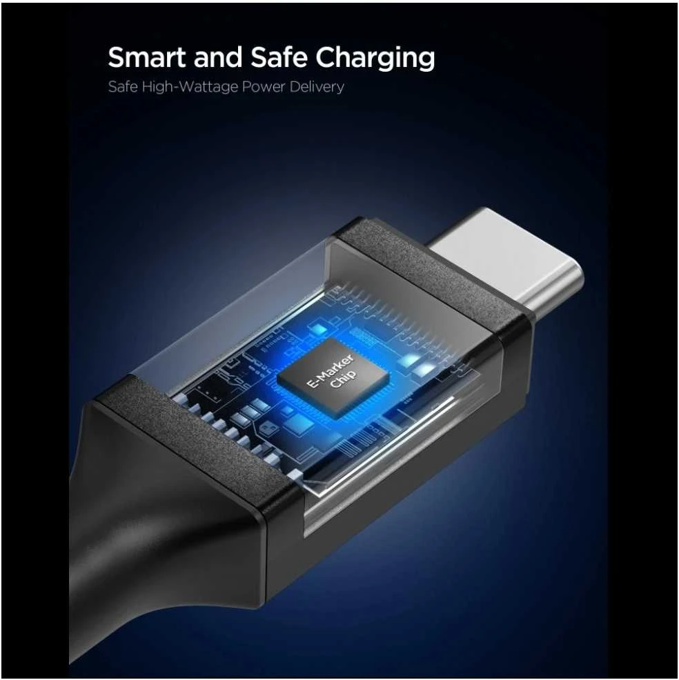 Spigen Essential USB C to USB C 240W Fabric Cable, juodas EB24015CC