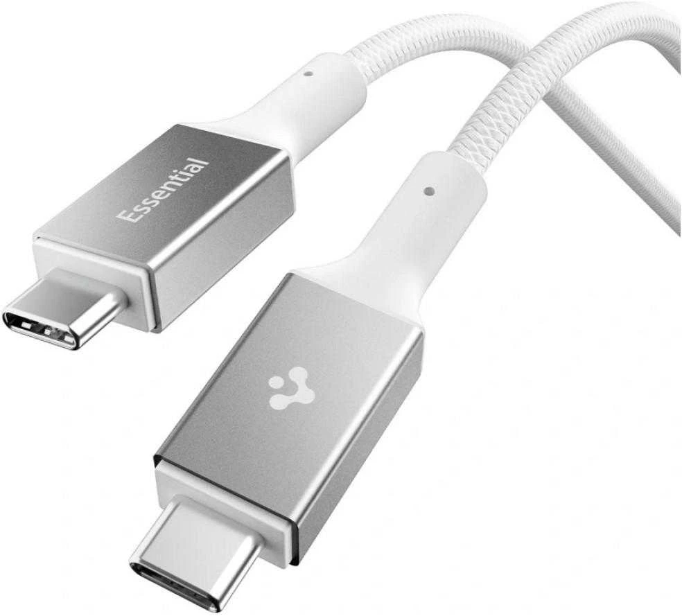 „Spigen Essential USB C“ – USB C 240 W audinio kabelis, baltas EB24015CC