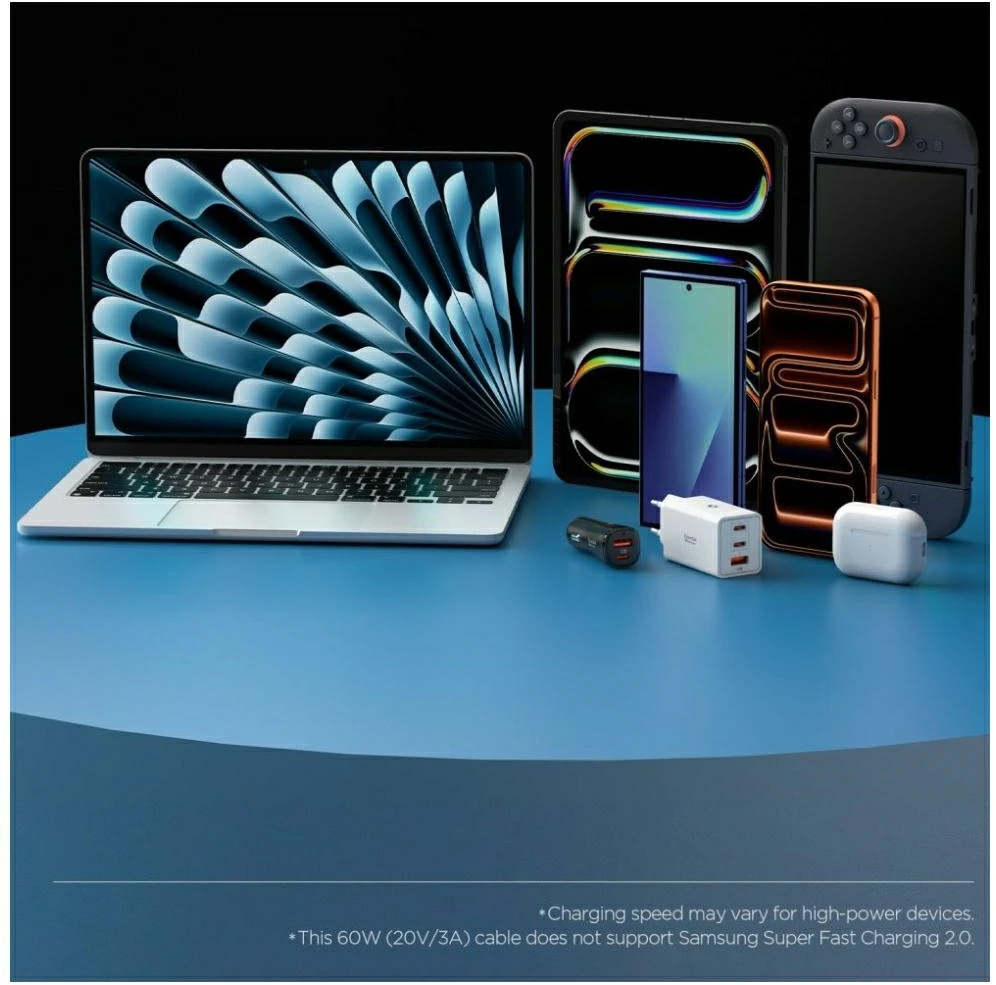 SPIGEN EB6010CC ESSENTIAL TYPE-C KABELIS 60W 100CM ROŽINIS
