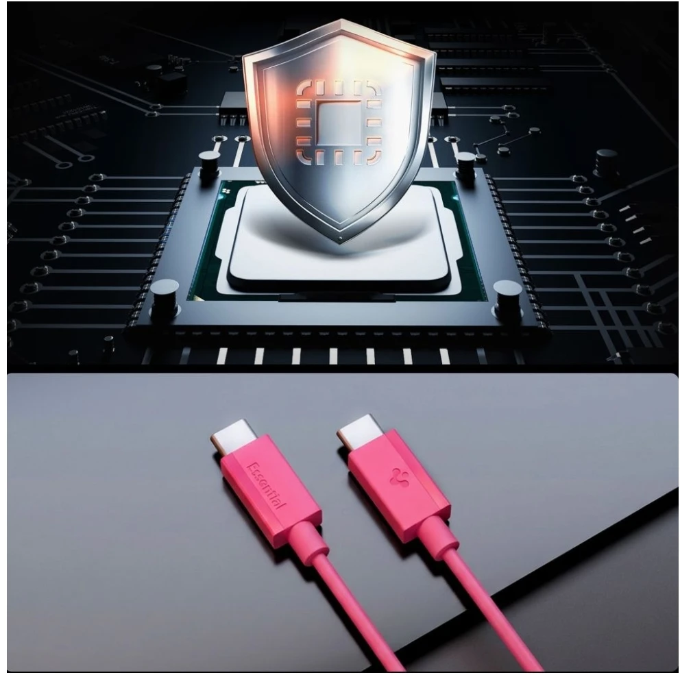 SPIGEN EB6010CC ESSENTIAL TYPE-C KABELIS 60W 100CM ROŽINIS