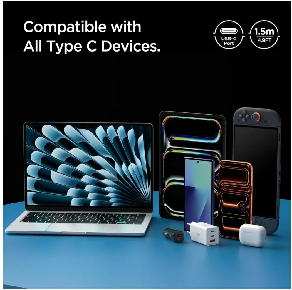 SPIGEN EB6015CC ESSENTIAL TYPE-C KABELIS 60W 150CM GUNMETAL
