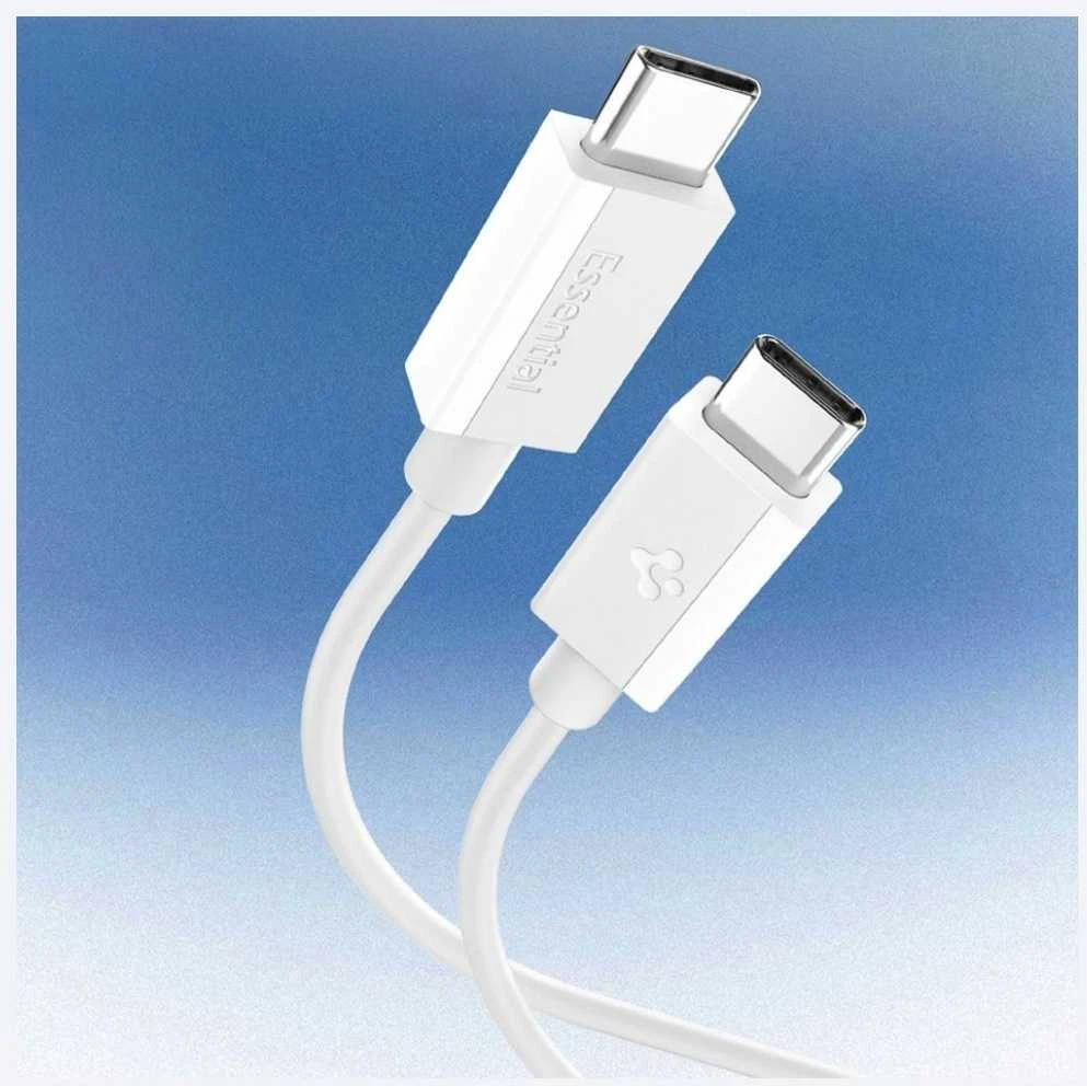 Spigen EB6020CC 60W laidas + USB-C / USB-C laidas 200 cm - Baltas