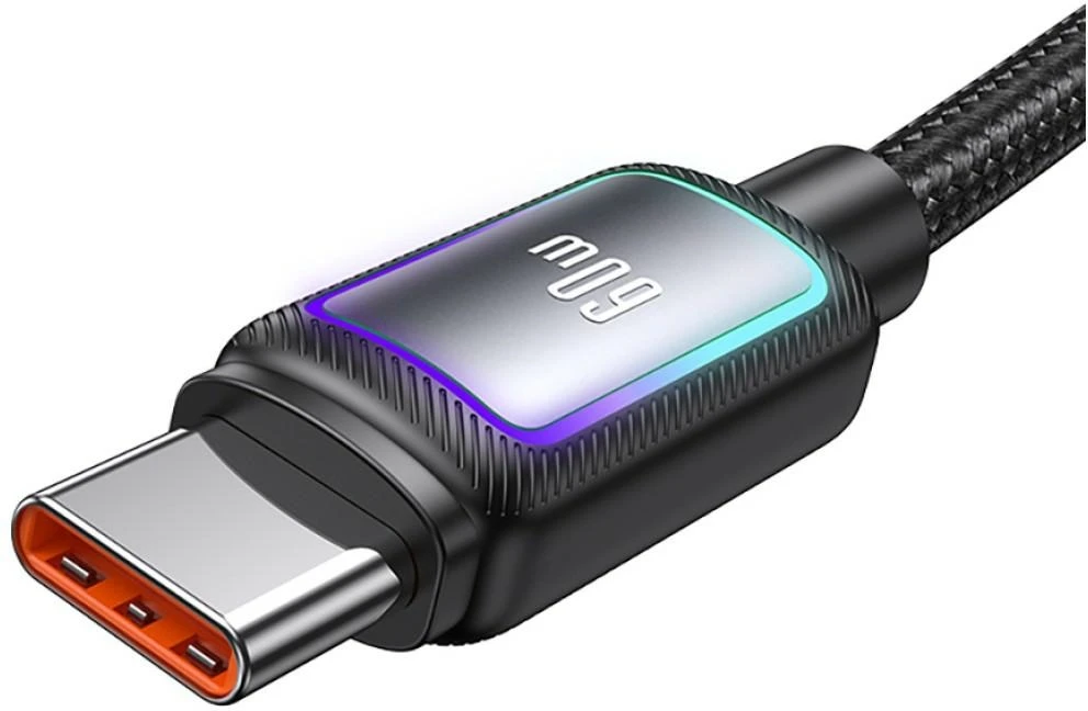 USAMS Al-Alloy SJ815 U110 RGB greito įkrovimo 60W USB-C į Lightning laidas 1.2 m juodas