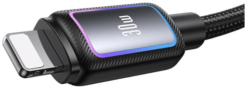 Kabelis USAMS Al-Alloy SJ816 U110 RGB Fast Charging 30W USB-C do Lightning 1,2 m balta