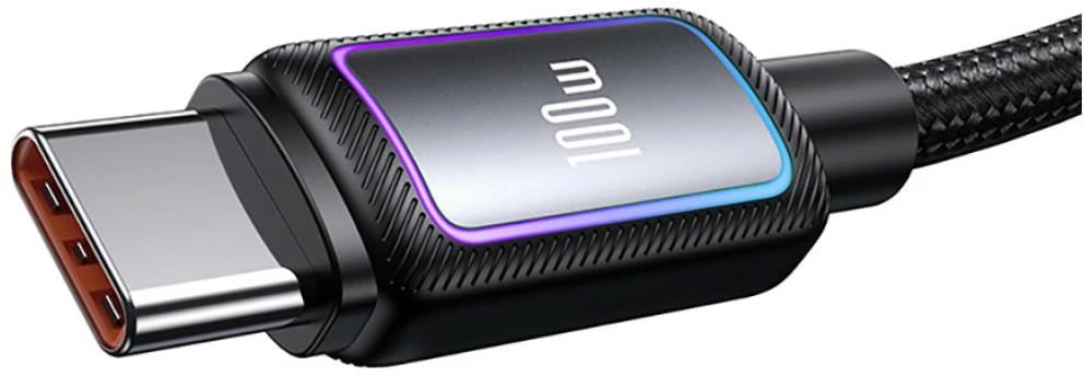 USAMS Al-Alloy SJ817 U110 RGB greitojo įkrovimo 100W USB-A į USB-C laidas 1.2 m juodas