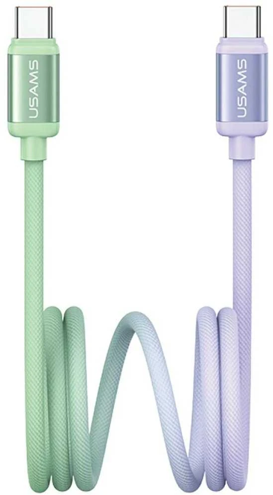 Kabelis USAMS Bicolor Series SJ756 PD 60W USB-C/USB-C 1.2m žalios spalvos and violetinės spalvos