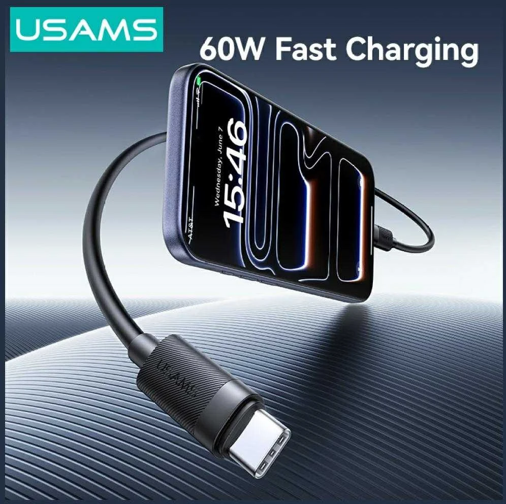 Kabelis USAMS U94 60W USB-C to USB-C 1m juodos spalvos