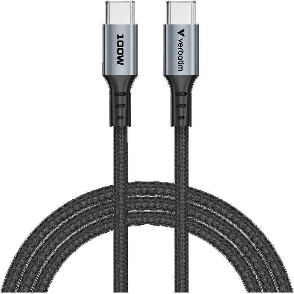 „Verbatim“ sinchronizavimo ir įkrovimo laidas USB-C į USB-C, 100 W, 120 cm, Juodas