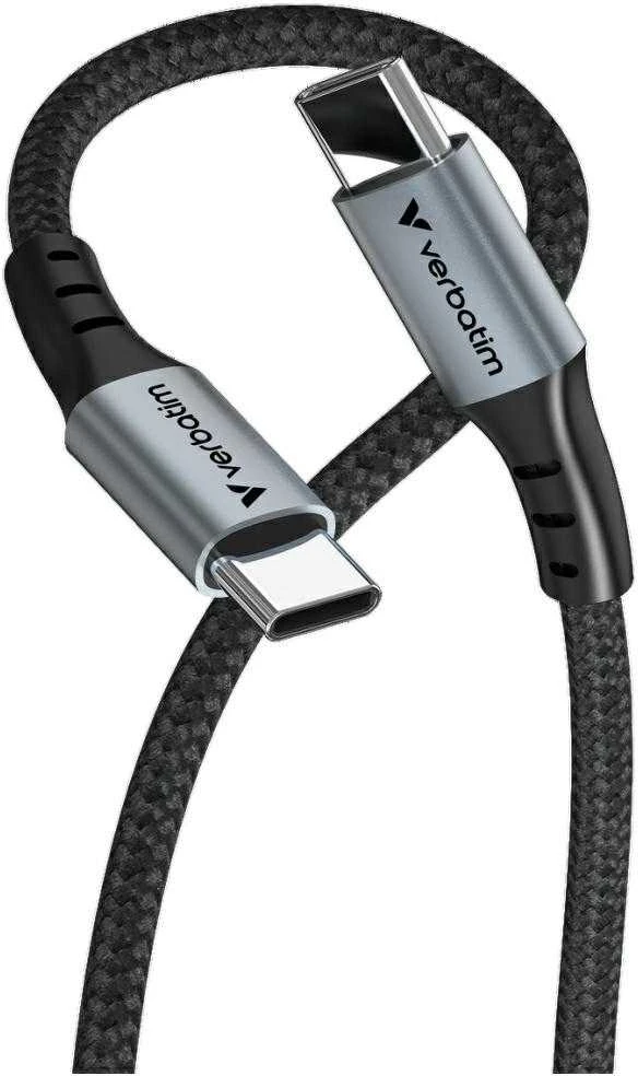 „Verbatim“ sinchronizavimo ir įkrovimo laidas USB-C į USB-C, 100 W, 120 cm, Juodas