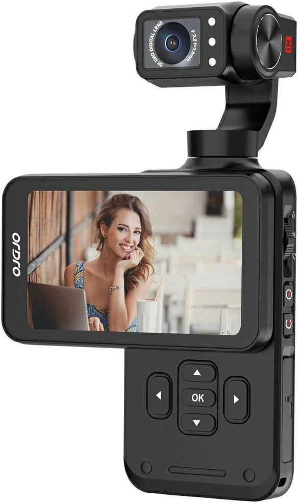 Ordro Pocket M5 3-Axis Gimbal Camera, 5K, for Vlogging and YouTube – juodos spalvos