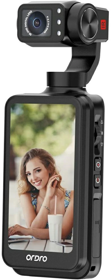 Ordro Pocket M5 3-Axis Gimbal Camera, 5K, for Vlogging and YouTube – juodos spalvos
