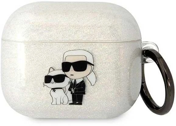 Karl Lagerfeld KLA3HNKCTGT Airpods 3 dėklas skaidrus Glitter Karl&Choupette