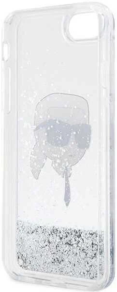 Karl Lagerfeld KLHCI8LNKHCH Apple iPhone 7/8/SE 2020 / SE 2022 sidabrinis kietas dėklas Glitter Karl Head