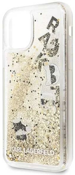 Telefono dėklas Karl Lagerfeld KLHCN58ROGO iPhone 11 Pro juodas & auksinis hard case Glitter