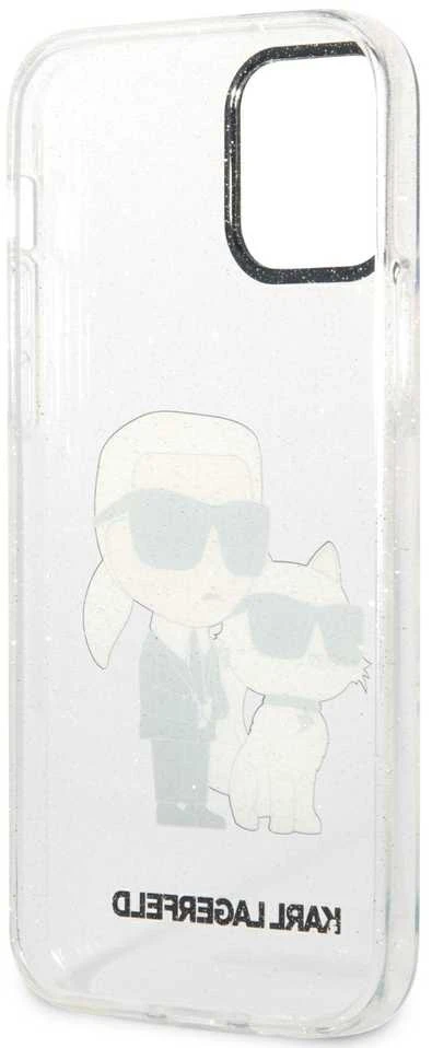 Karl Lagerfeld KLHCP12MHNKCTGT Apple iPhone 12 /12 Pro 6.1" dėklas telefonui skaidrus Gliter Karl&Choupette