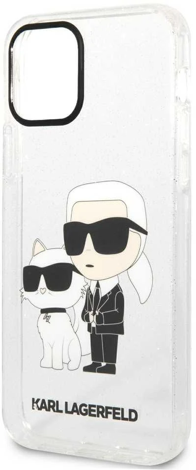 Karl Lagerfeld KLHCP12MHNKCTGT Apple iPhone 12 /12 Pro 6.1" dėklas telefonui skaidrus Gliter Karl&Choupette