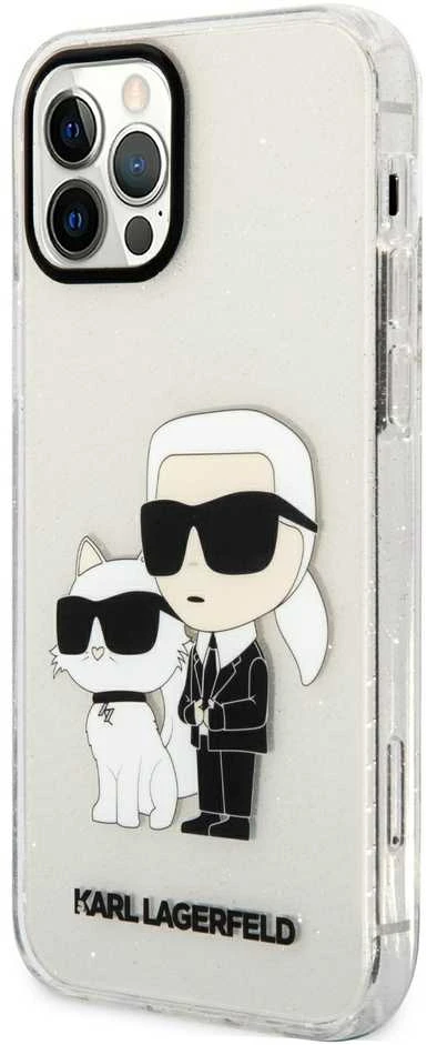 Karl Lagerfeld KLHCP12MHNKCTGT Apple iPhone 12 /12 Pro 6.1" dėklas telefonui skaidrus Gliter Karl&Choupette