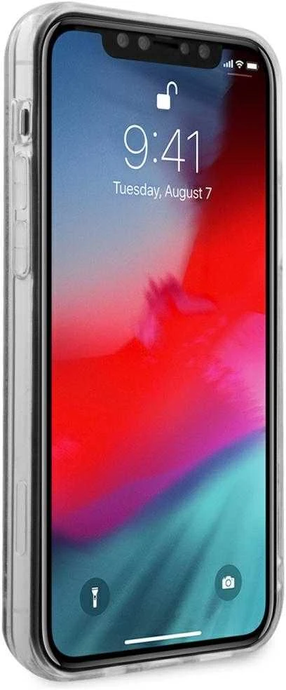 Dėklas Karl Lagerfeld HARD CASE MIRROR LIQUID GLITTER KARL IPHONE 12 MINI Sidabrinis