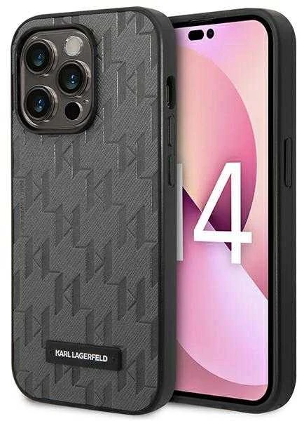 Karl Lagerfeld Saffiano Mono Metal Logo iPhone 14 Pro Max 6.7" dėklas – pilkas