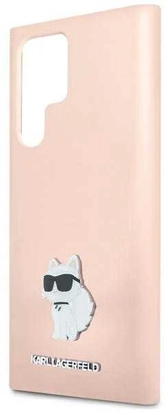Dėklas Karl Lagerfeld KLHCS23LSMHCNPP S23 UltraS918 rožinės spalvos Silicone Choupette Metal Pin