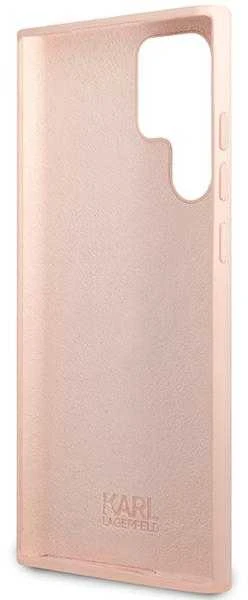 Dėklas Karl Lagerfeld KLHCS23LSMHCNPP S23 UltraS918 rožinės spalvos Silicone Choupette Metal Pin