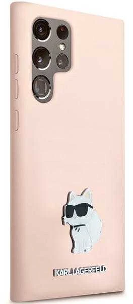 Dėklas Karl Lagerfeld KLHCS23LSMHCNPP S23 UltraS918 rožinės spalvos Silicone Choupette Metal Pin