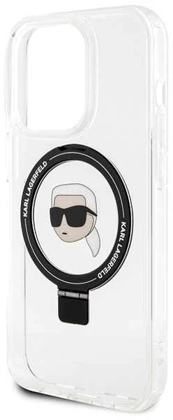 Karl Lagerfeld KLHMP15XHMRSKHH Apple iPhone 15 Pro Max 6.7″ baltos spalvos kietas dėklas Ring Stand Karl Head MagSafe