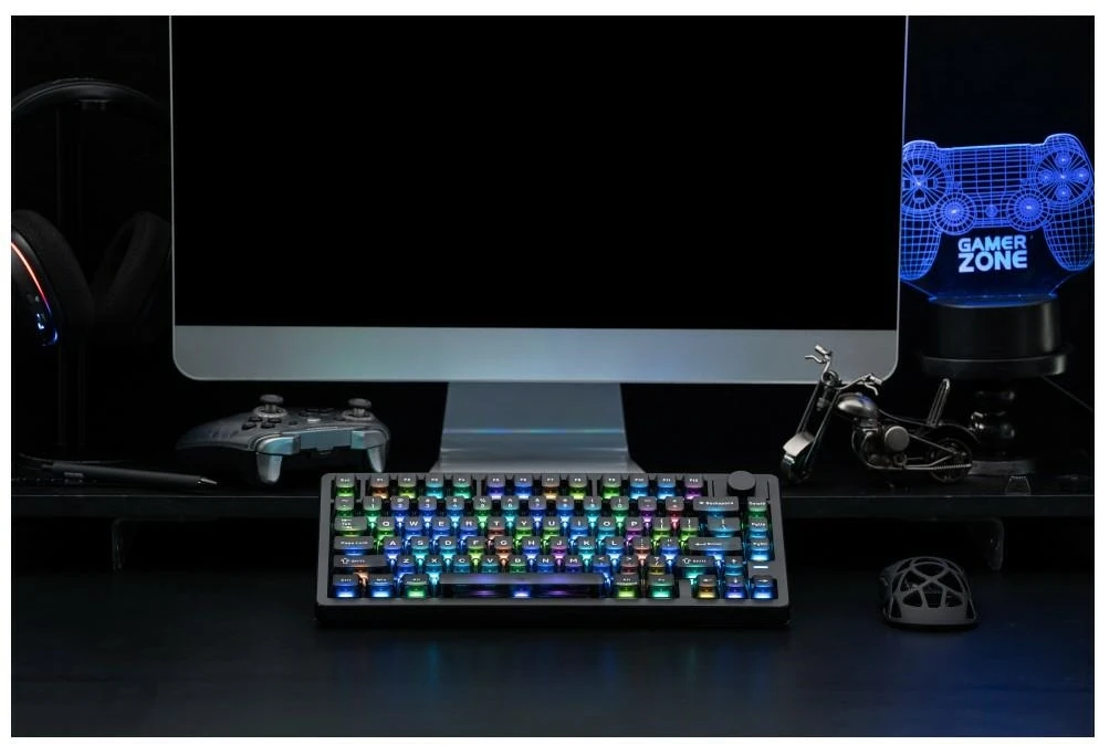 Klaviatūra mechaninė Epomaker HE75 V2 Jade HE Switch juoda-kreminė/juodas-creamy