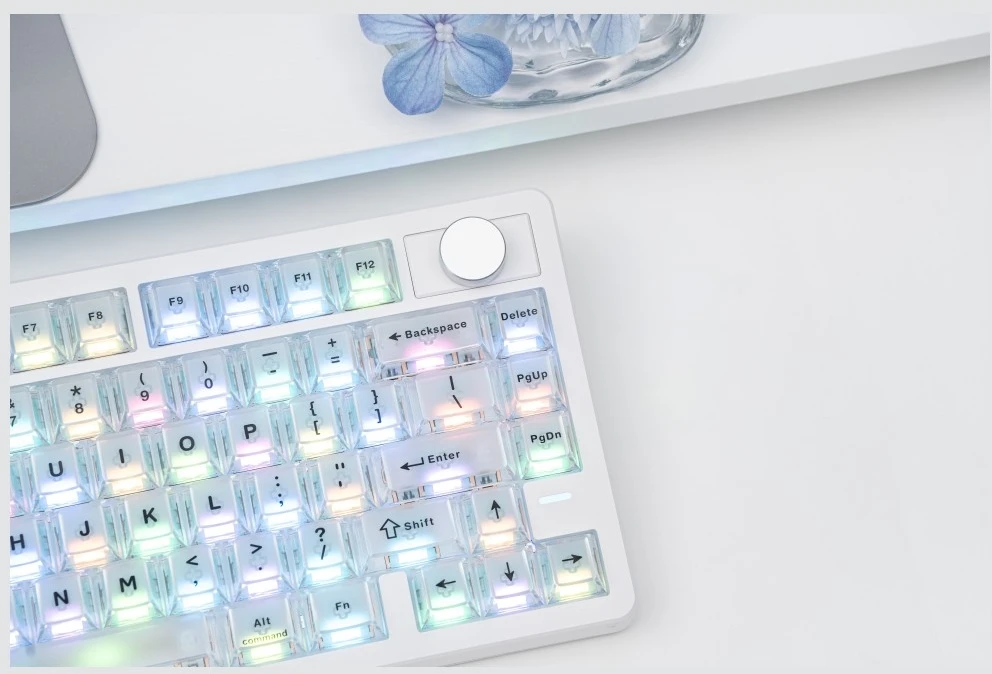 Klaviatūra mechaninė Epomaker HE75 V2 Jade HE Switch balta-kreminė/baltas-creamy