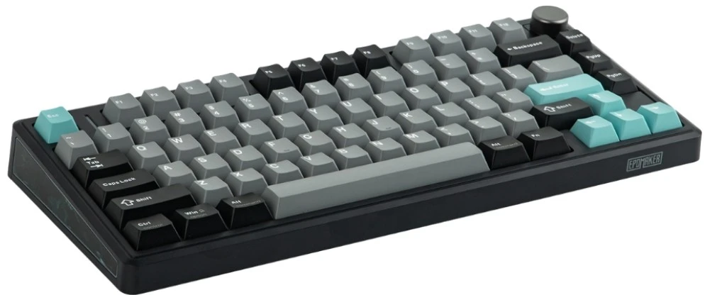 Klaviatūra mechaninė Epomaker TH80 V2 Creamy Jade Switch juoda-pilka/juodas-pilkas