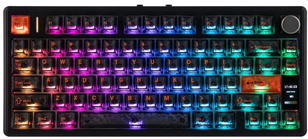 Klaviatūra mechaninė Epomaker TH80 V2 Jade Switch juoda-pilka-kreminė/juodas-pilkas-creamy