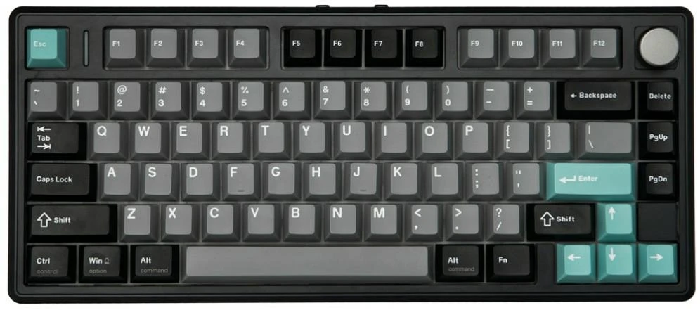 Klaviatūra mechaninė Epomaker TH80 V2 Creamy Jade Switch juoda-pilka/juodas-pilkas