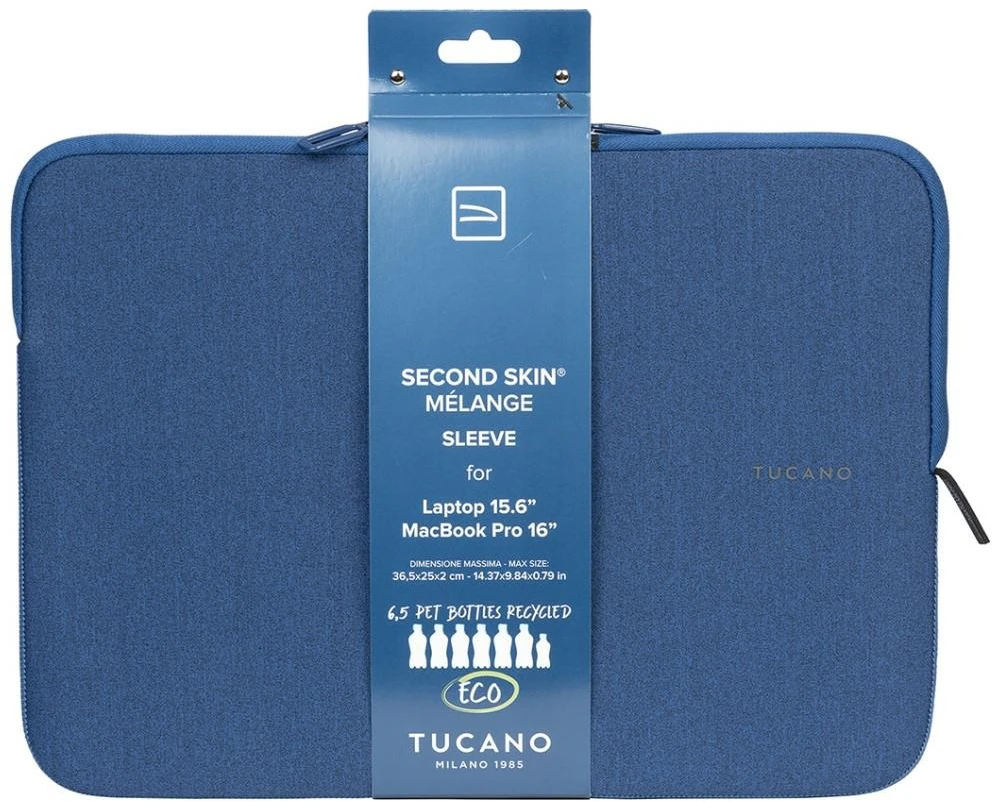 Tucano Melange Second Skin – Sleeve for MacBook Pro 16 / MacBook Pro 15 Retina / MacBook Pro 15 / Ultrabook 15 / Notebook 15.6 Mėlyna