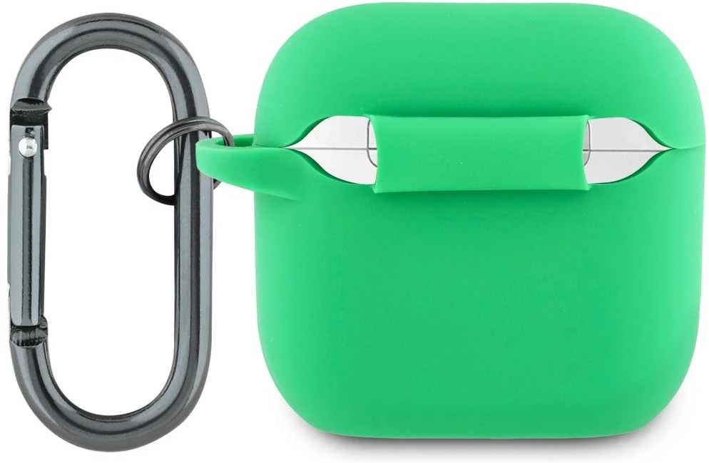 Lacoste Liquid Silicone Croc Logo dėklas skirtas Apple AirPods 4 žalios spalvos