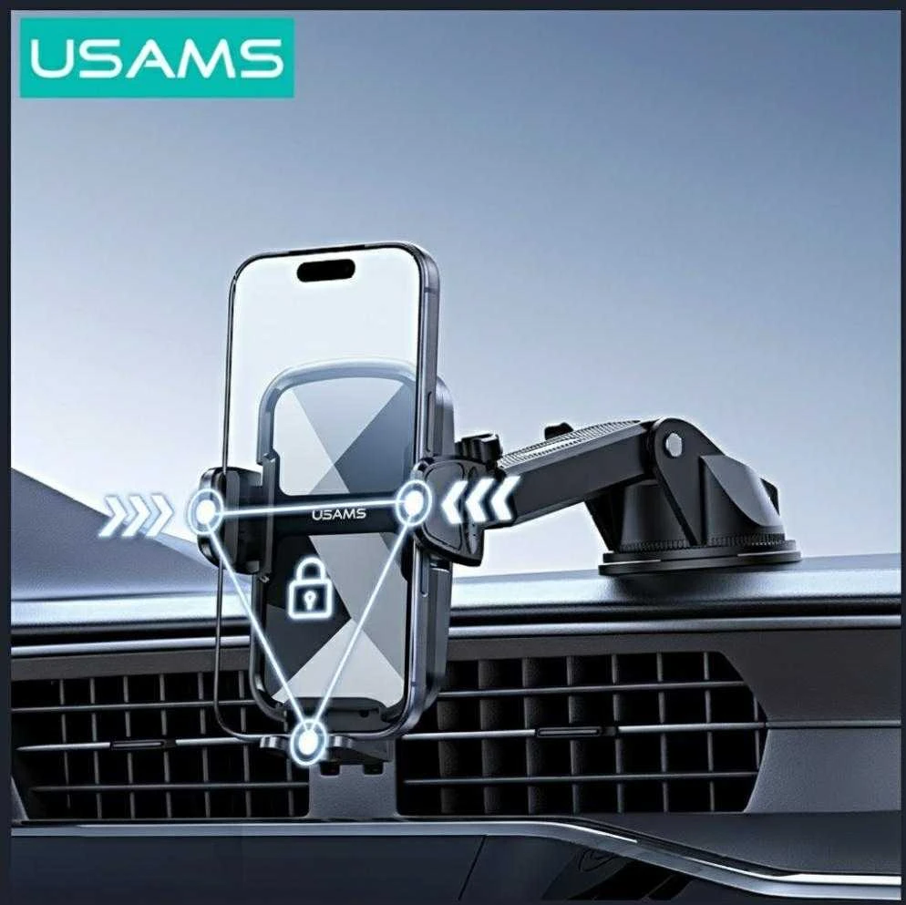 Car holder USAMS ZJ086 for windshield/dashboard juodos spalvos