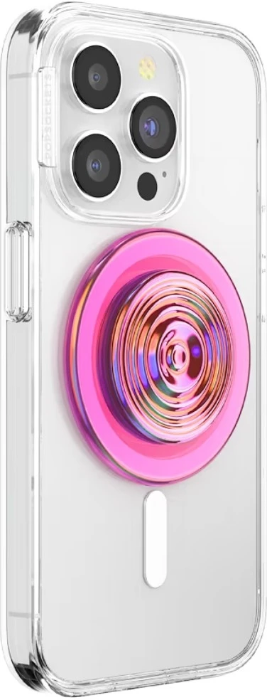 Laikiklis i podstawka do telefonu Popsockets Round Ripple Iridescent Aviation Opalescent MagSafe rožinė