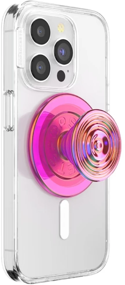Laikiklis i podstawka do telefonu Popsockets Round Ripple Iridescent Aviation Opalescent MagSafe rožinė