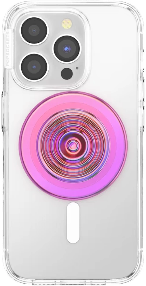 Laikiklis i podstawka do telefonu Popsockets Round Ripple Iridescent Aviation Opalescent MagSafe rožinė