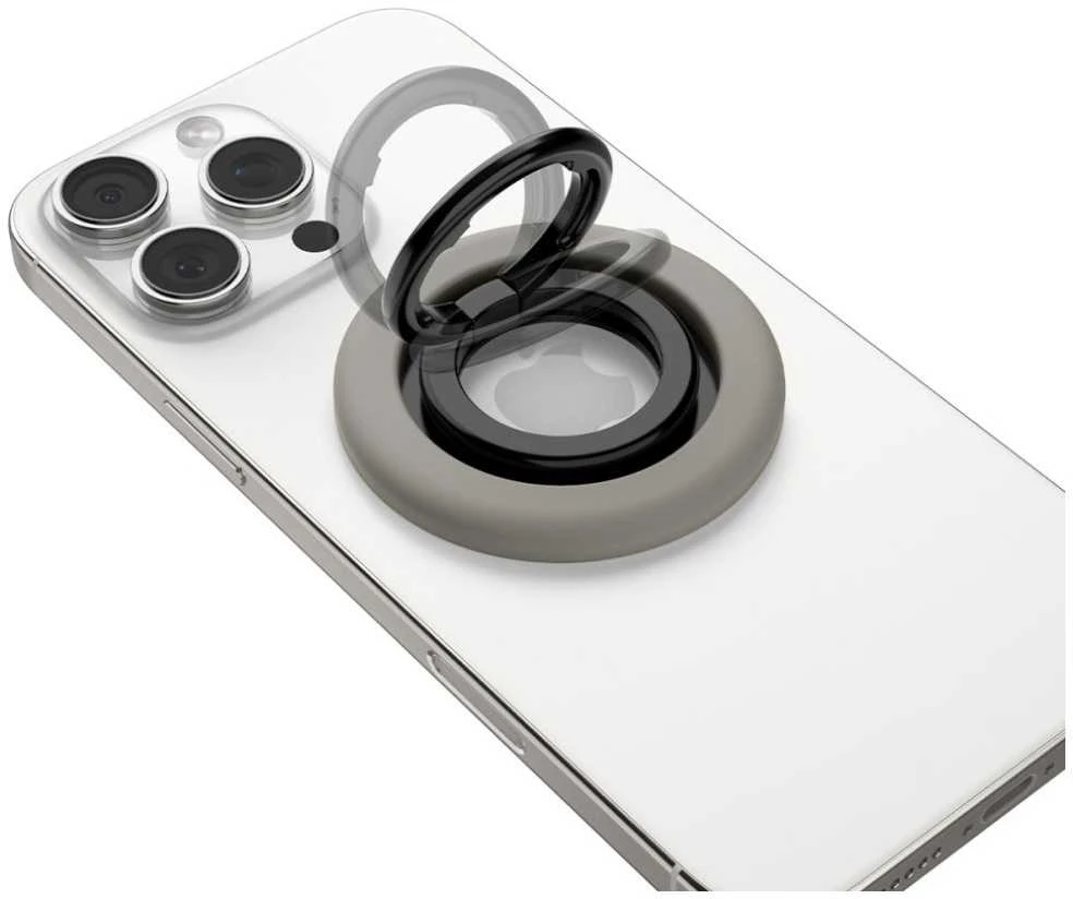 Pilkas magsafe žiedas telefonui su laikikliu pirštui „Spigen Nano Pop Magsafe”