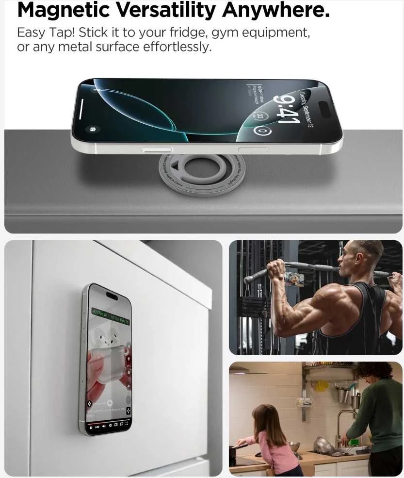Spigen Dual Pop MagSafe Phone Holder (Slim), marble pilka