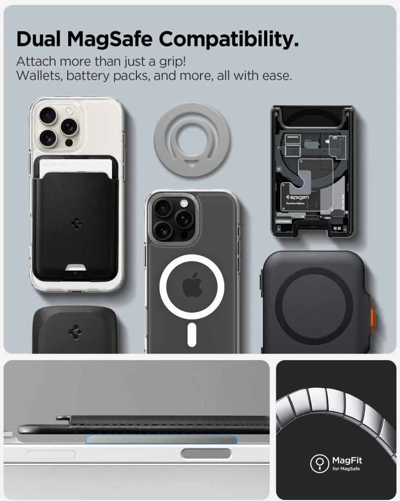 Spigen Dual Pop MagSafe Phone Holder (Slim), marble pilka
