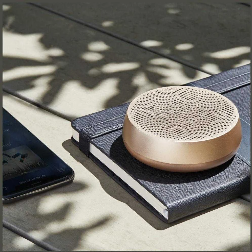 Lexon Mino+ L aliuminio „Bluetooth“ garsiakalbis, auksinis LA129D