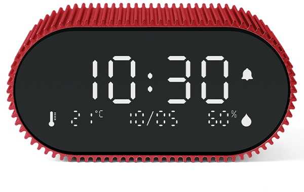 Lexon Ray Clock žadintuvas su temperatūros ir drėgmės jutikliu, raudonas, LR155SR3