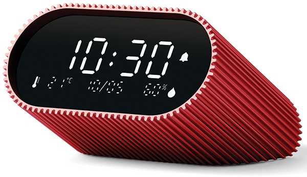 Lexon Ray Clock žadintuvas su temperatūros ir drėgmės jutikliu, raudonas, LR155SR3