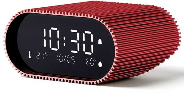 Lexon Ray Clock žadintuvas su temperatūros ir drėgmės jutikliu, raudonas, LR155SR3