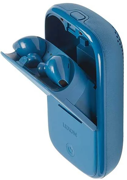 „Lexon Speakerbuds“ belaidės ausinės su „Bluetooth“ garsiakalbiu, mėlynas LA127B
